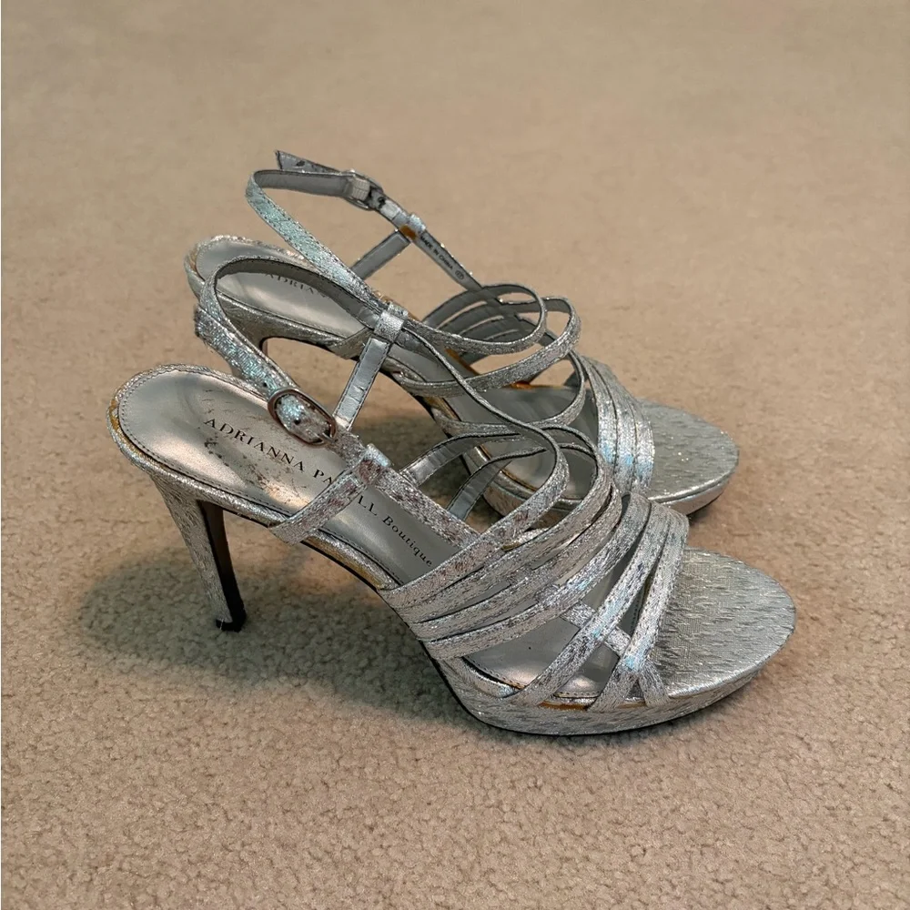 Adrianna Papell Silver Strappy Heels - Picture 2 of 3